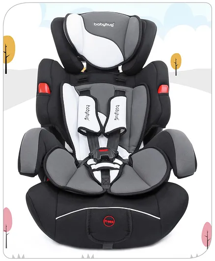 Babyhug Safe Journey Forward Facing Car Seat - Convertible Booster, Grey, 18M-12Y, ECE Certified, 5-Point Harness