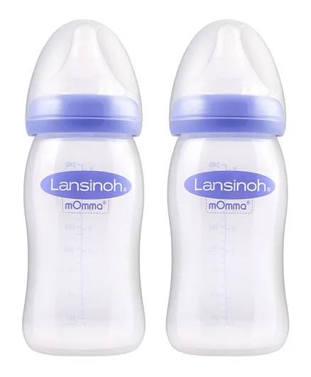 Lansinoh Feeding Bottle With Natural Wave Teat Pack of 2 - 240mL Each