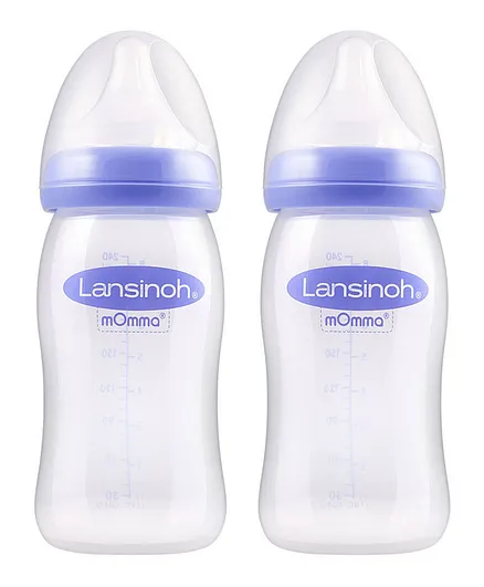 Lansinoh Feeding bottle with natural wave teat, 240 ml x 2