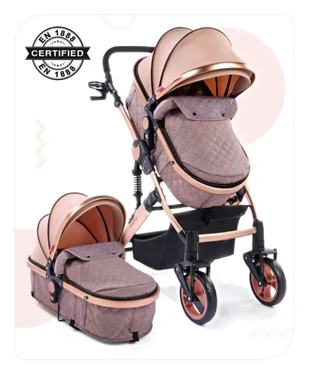 Babyhug Majestic Stroller and Carry Cot - Light Peach