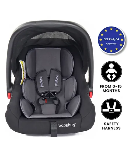 Babyhug Amber Car Seat Cum Carry Cot With Rocking Base - Black Grey