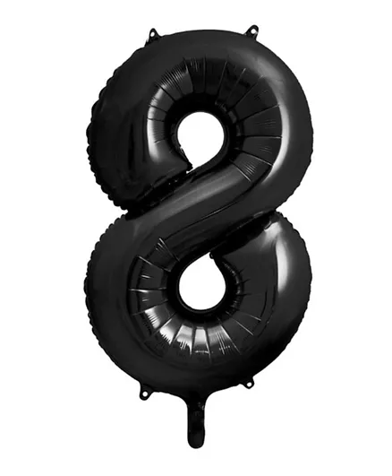 PartyDeco Number 8 Foil Balloon - Black