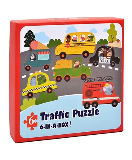 Highland 6 in 1 Traffic Vehicle Theme Kids Puzzle Learning Toy