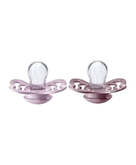 BIBS Baby Pacifier Supreme Silicone Size 1 Dusky Lilac and Heather - Pack of 2