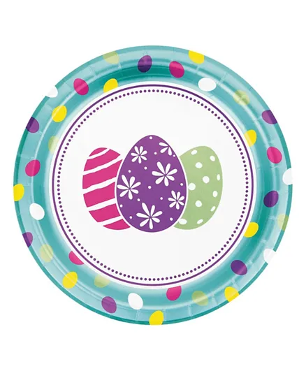 Creative Converting Easter Eggs Foil Dinner Plate - 8 Pieces
