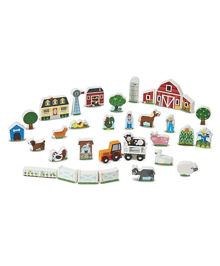 Melissa & Doug Wooden Farm & Tractor Play - 33 Pieces