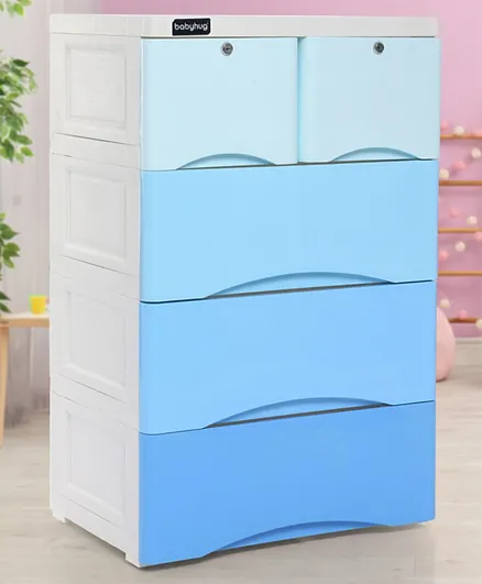 Babyhug 5 Compartment Chest of Drawers - Blue and White