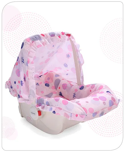 Babyhug Spring 5 in 1 Carry Cot +  Rocker With Mosquito Net and Storage Box - Pink