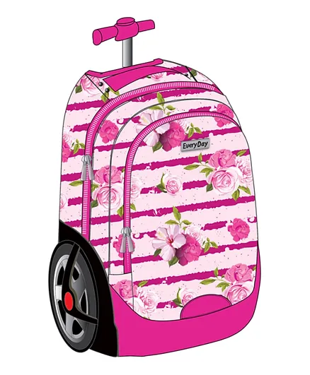 Everyday 3 In 1 Big Wheels Trolley Bag FK101956 Pink  - 18 Inches