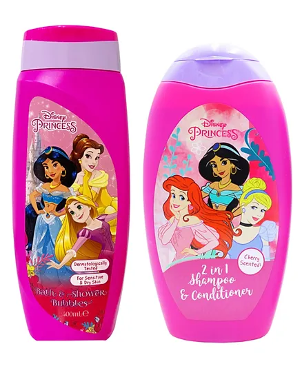 Disney Princess Bubble Bath & Shower 400ml + Princess Shampoo and Conditioner - 300ml
