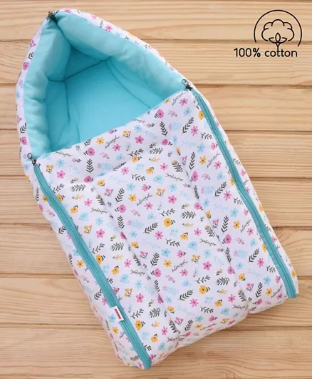Babyhug 100% Cotton Sleeping Bag Floral Print - Blue