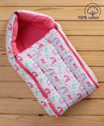 Babyhug 100% Cotton Sleeping Bag Dinosaur Print - Pink Purple