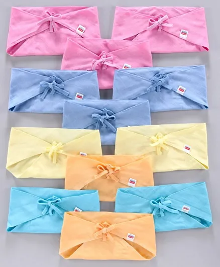 Babyhug Muslin Cotton Reusable Triangle Cloth Nappies Small Set Of 12 - Multicolor