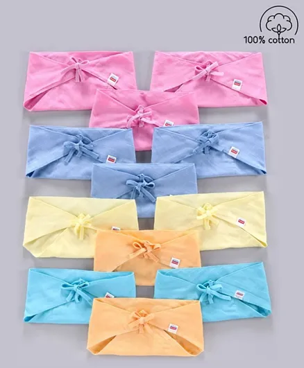 Babyhug Muslin Cotton Reusable Triangle Cloth Nappies Medium Set Of 12 - Multicolor