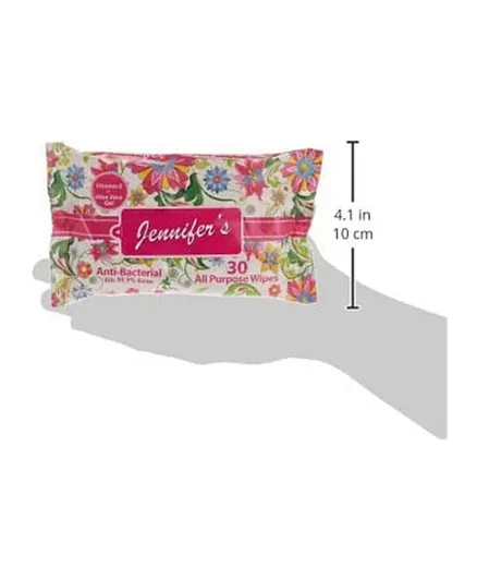 Jennifer's Floral Anti Bacterial Wipes Pack of 3  - 90 Pieces