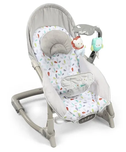 Baby Bouncer + Rocker with Toy Bar and Toys - Grey