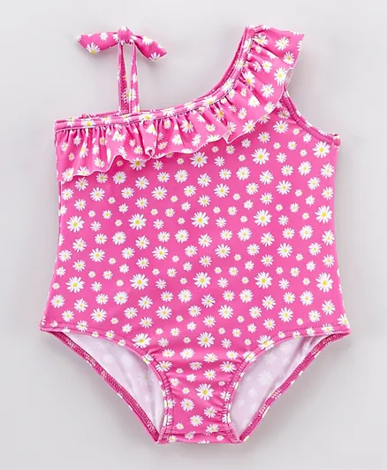 Babyhug V Cut Swim Suit Floral Print - Pink