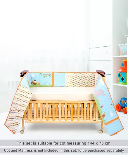 Babyhug Premium Cotton Crib Bumper Large -Jungle Theme (Cot not Included)