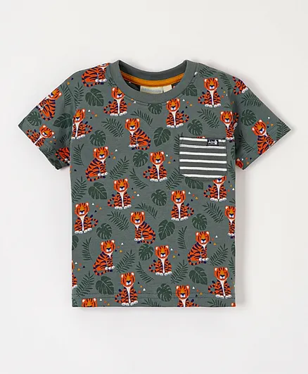 JoJo Maman Bebe Tiger T-Shirt - Khaki