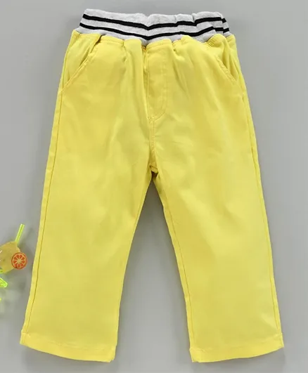 Kookie Kids Ribbed Waist Full Length Trouser - Yellow