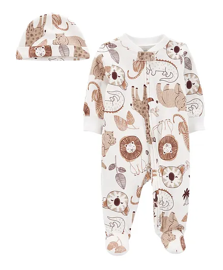 Carter's 2-Piece Animal Sleep & Play & Cap Set - Multicolor