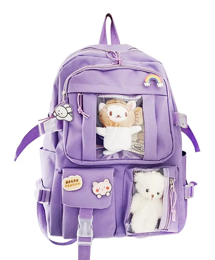 Star Babies Kids School Bag With Toy Lavender - 10 Inches