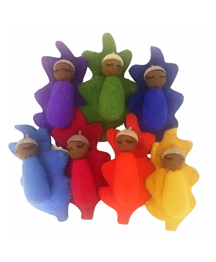 Papoose Rainbow Acorn Babies 7 Pieces - Multicolor