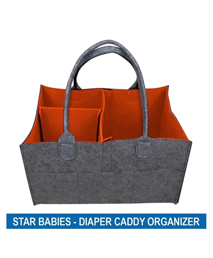 Star Babies Diaper Caddy Organizer - Grey & Red