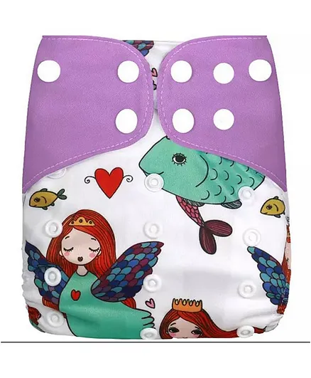 Pikkaboo Reusable Cloth Diaper with Adjustable Snap Buttons for Babies and Toddlers - Mermaid