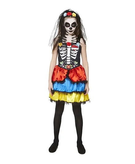 Party Magic Day Of Dead Girl Costume - Multicolor