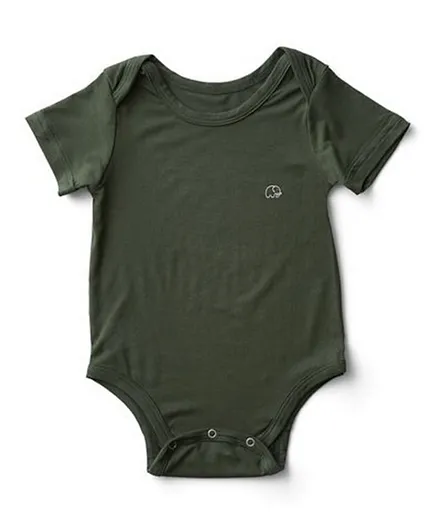 Anvi Baby Organic Bamboo Elephant Graphic Bodysuit - Dark Green
