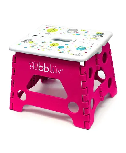 BBLUV Step Foldable Step Stool  Safe Compact and Easy to Clean -Pink