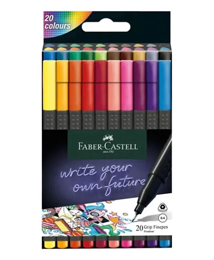 فايبر كاستيل - أقلام جريب الناعمة متعددة الألوان - عبوة من 20