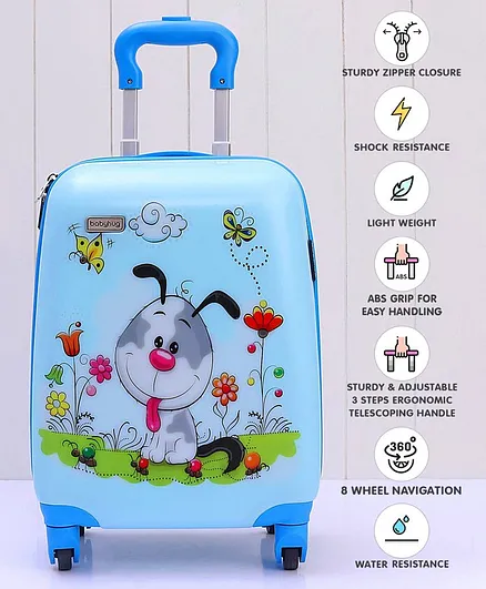 Babyhug Water Prood Kids Trolley Bag Puppy Print - Blue