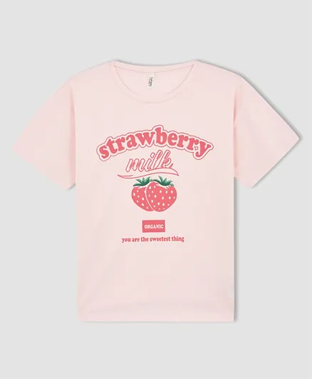 DeFacto Strawberry T-Shirt - Pink