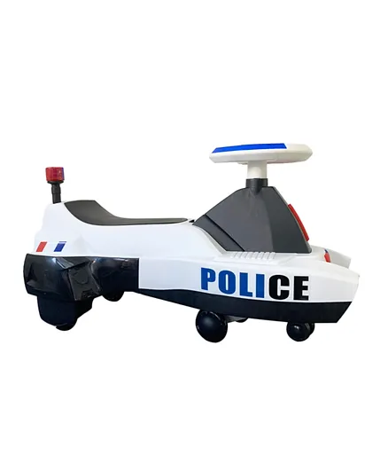 Police Ride On Swing Car with Lights & Music - White