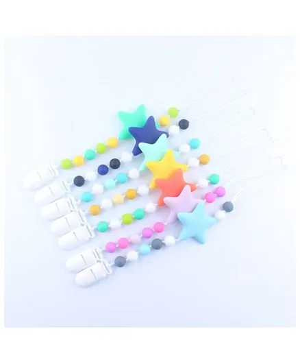 Factory Price Subtle Star and Beads Pacifier Clips Set of 7 - Multicolour