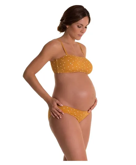 Mums & Bumps Pez D'or Polka Dot Mustard Bikini Set Maternity Swimsuit - Yellow
