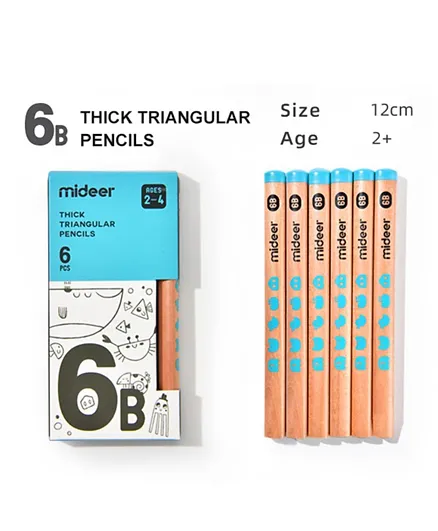 Mideer Triangular Pencil 6B - 6 Pieces