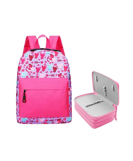 Star Babies Back To School Combo School Bag With Pencil Case Free Pink - 10 Inches