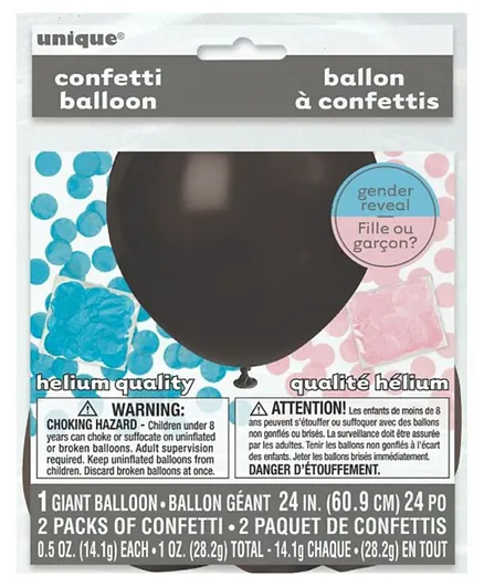 Unique Black Gender Reveal Balloon with Confetti - 24 Inches