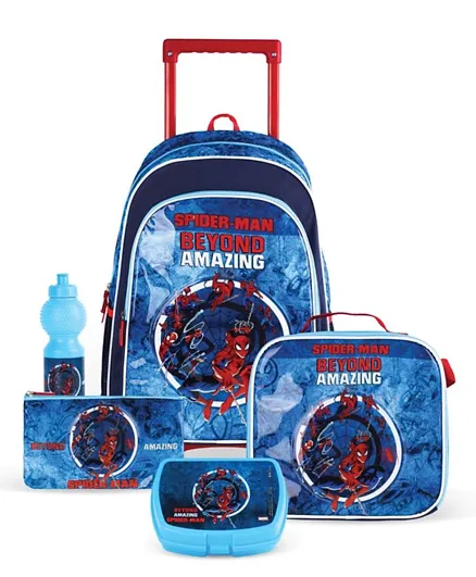 Marvel Spiderman Amazing Power & Responsibility 5 In 1 Trolley Backpack Set - 18 Inches