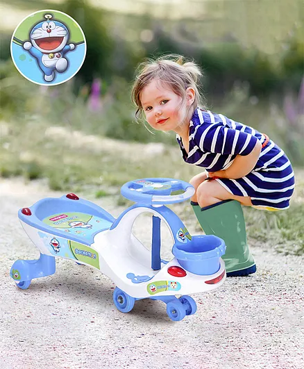 Babyhug Doremon Gyro Swing Car with Music and Lights - Red Blue