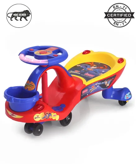 Babyhug Superman Gyro Swing Car with Music and lights - Red Blue