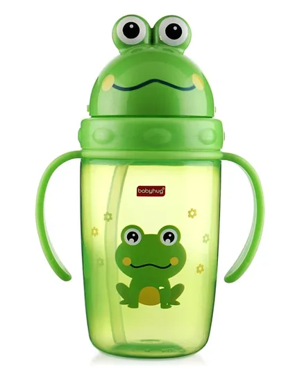 Babyhug Frog Print Straw Sipper Bottle Green - 360 ml