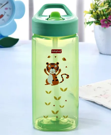 Babyhug Lion Print Toddler Square Spout Sipper Green - 420 ml