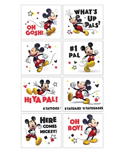Party Centre Disney Mickey Mouse Forever Tattoo Favours Sheets - Pack of 8