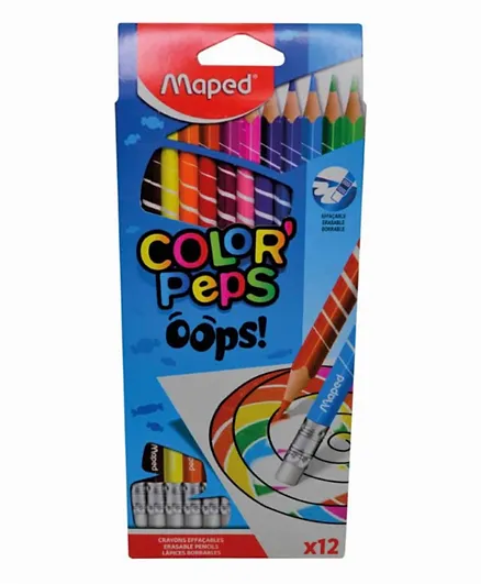 Maped Erasable Oops Color Pencils Multicolor - Pack of 12
