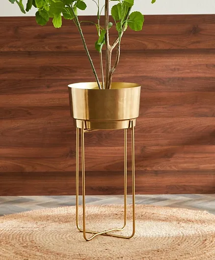 HomeBox Ace Metal Planter with Stand - Gold