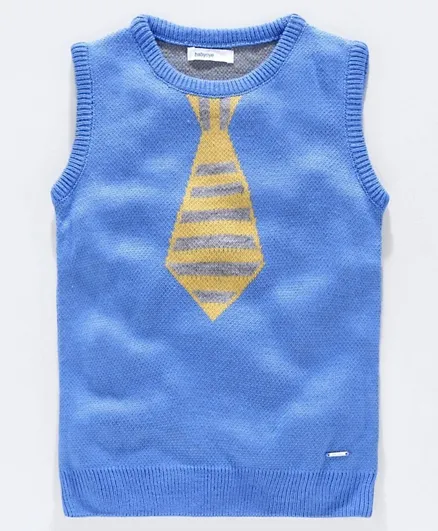 Babyoye Acrylic Sleeveless Sweater Tie Design - Blue